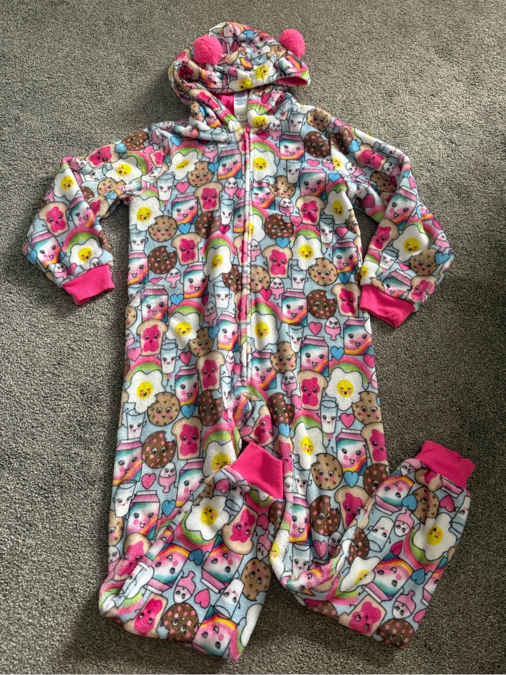 Children’s Place Cozy Pink One-Piece Hoodie Onesie Union Suit Sz M (7-8) - Picture 2 of 6